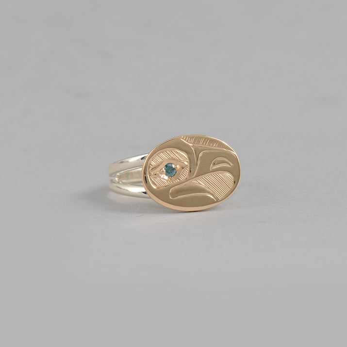 Eagle Ring with Blue Diamond