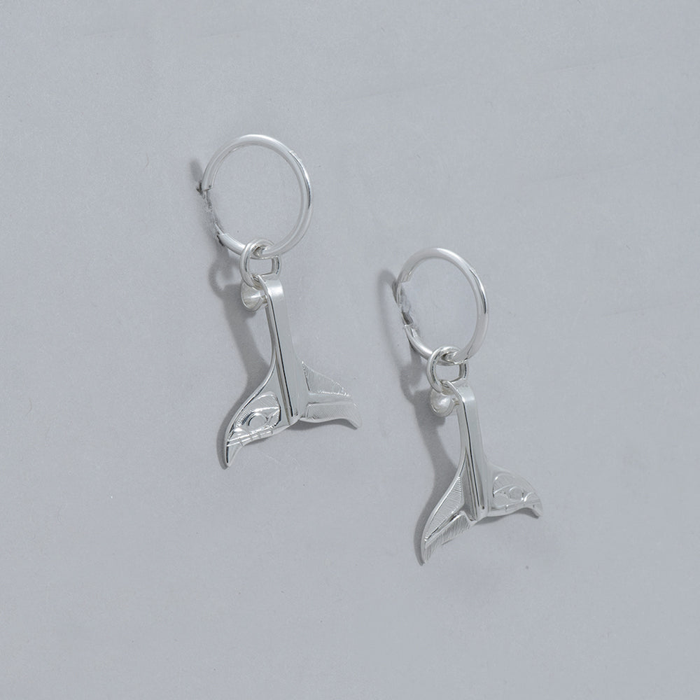 Whale Tail Earrings with Sleeper Hoops