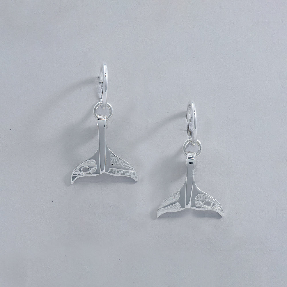 Whale Tail Earrings with Sleeper Hoops