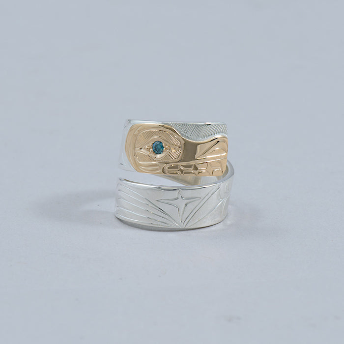 Wolf Wrap Ring with Blue Diamond