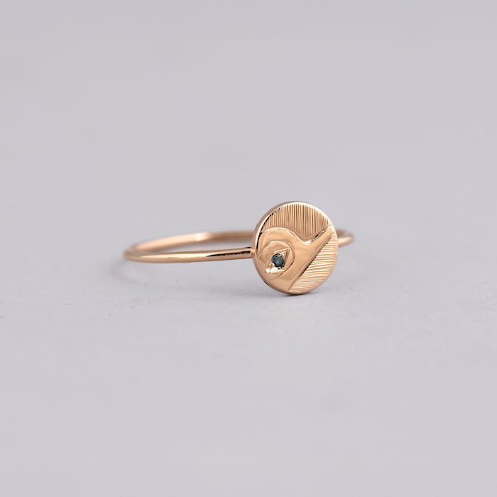 Hummingbird Ring with Blue Diamond