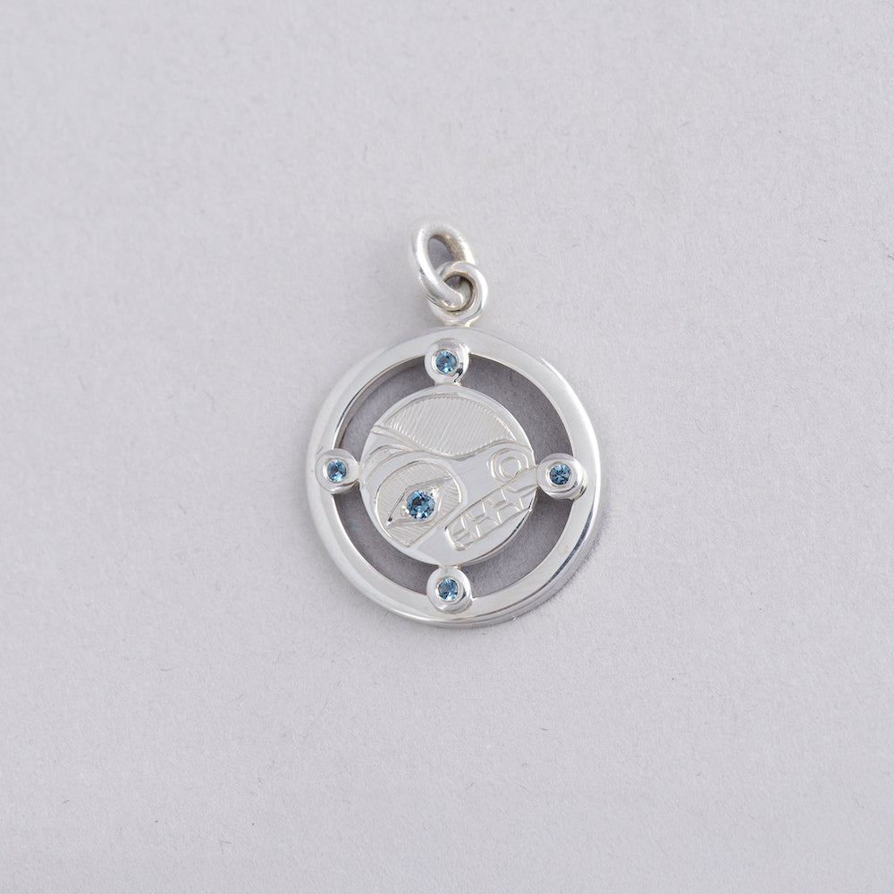 Bear Pendant with Blue Topaz