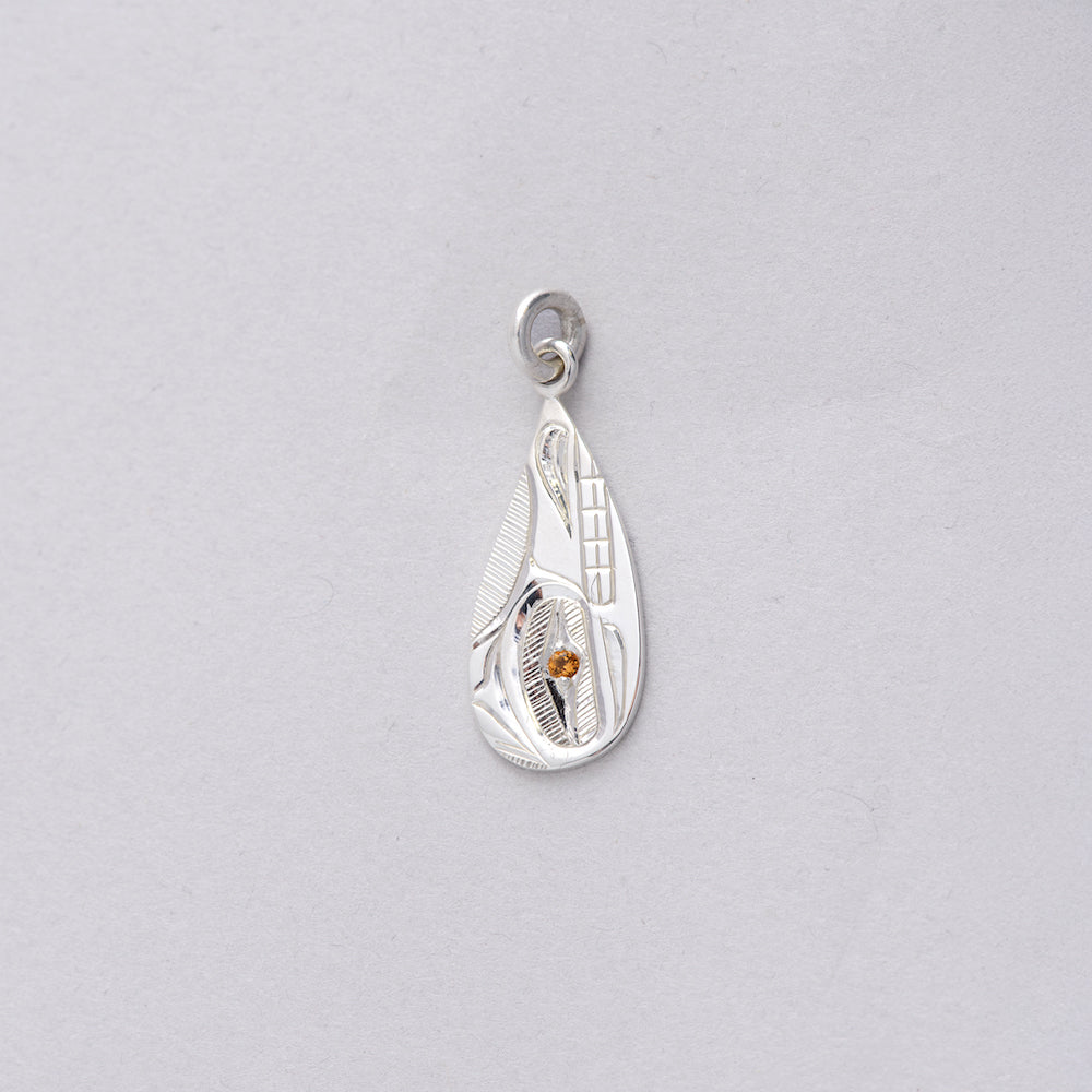 Wolf Pendant with Citrine