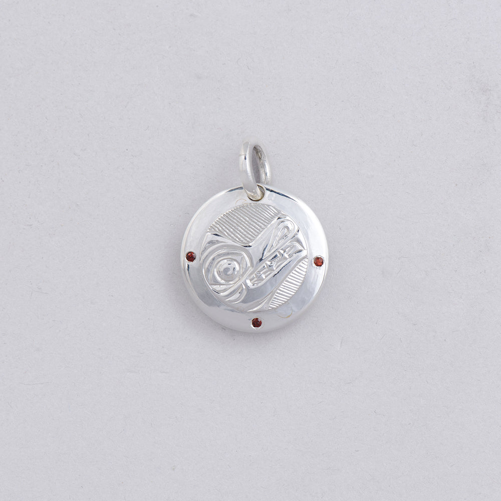Wolf Pendant with Garnets