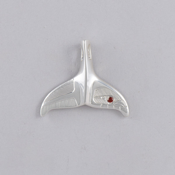 Killer Whale Tail Pendant with Garnet