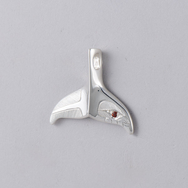 Killer Whale Tail Pendant with Garnet