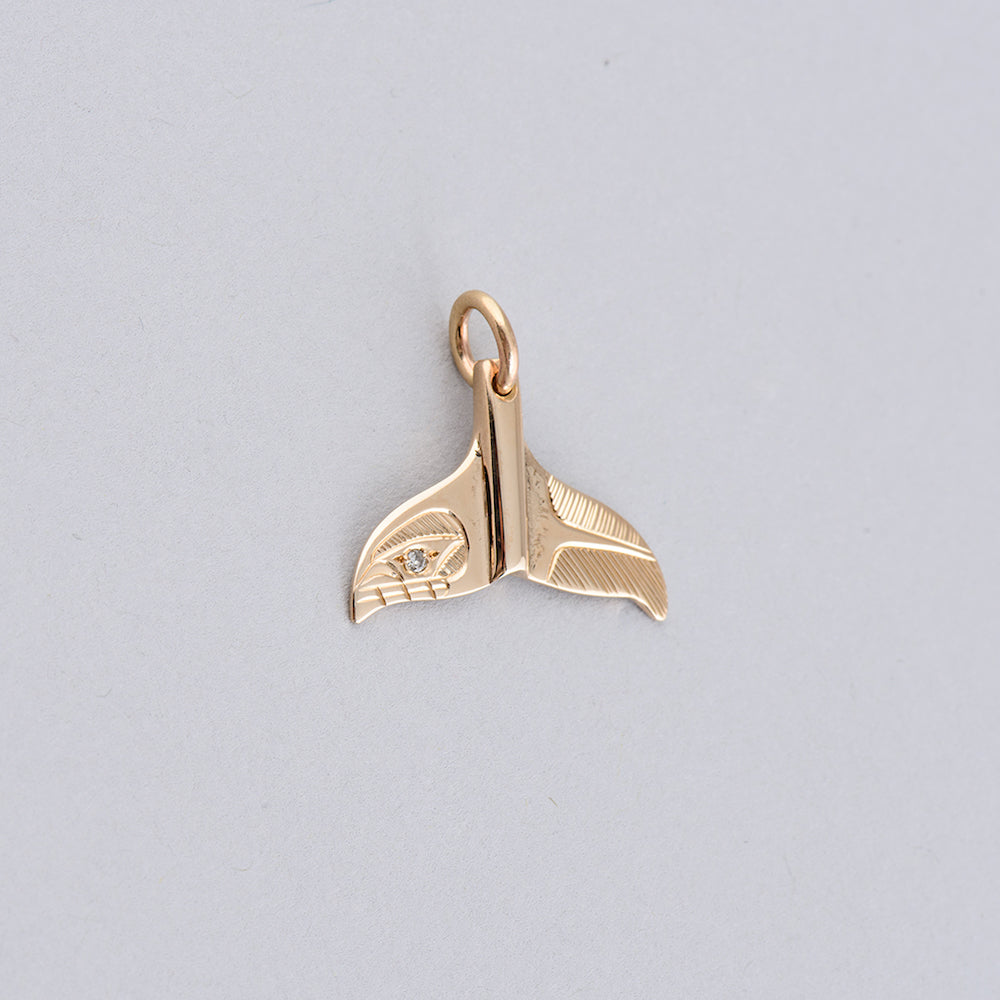 Small Whale Tail Pendant with Diamond