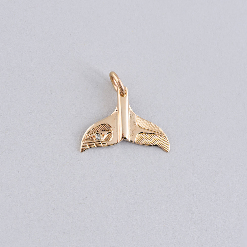 Small Whale Tail Pendant with Diamond