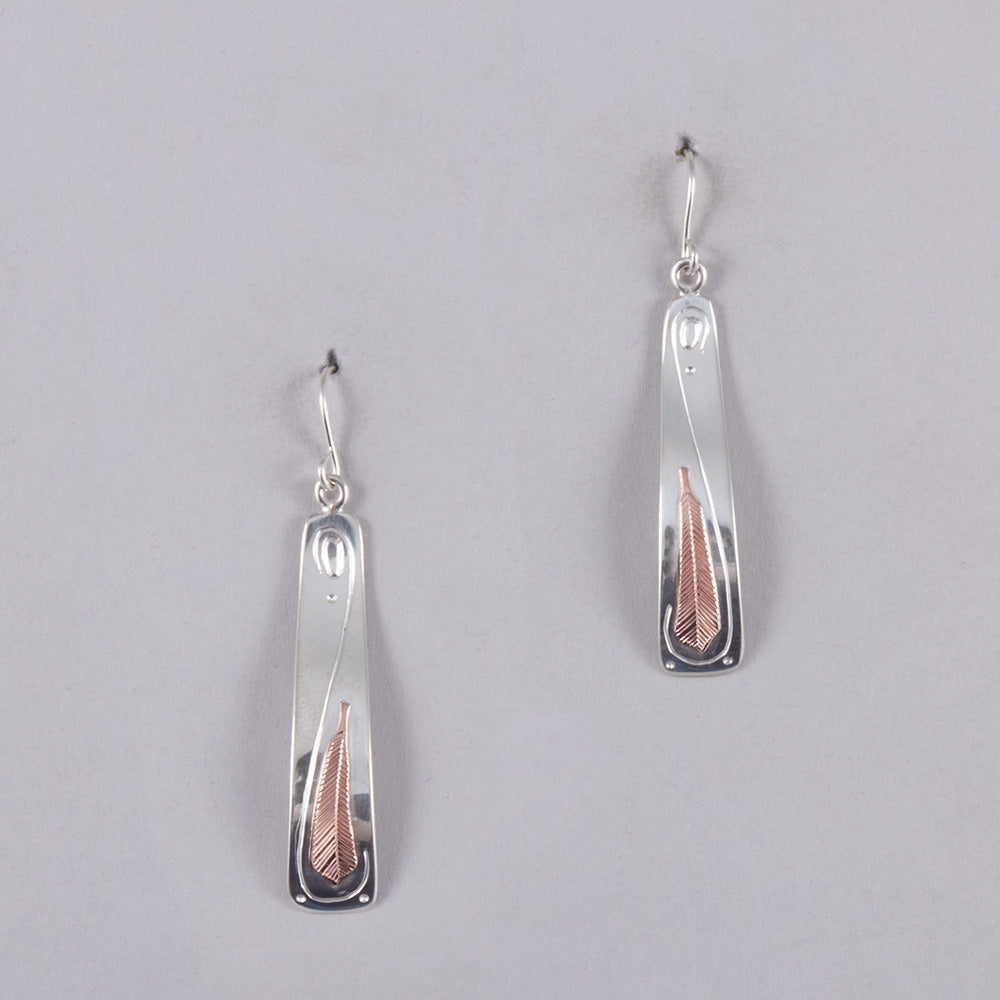 Feather Earrings with Rose Gold