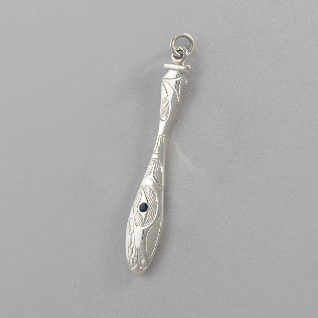Wolf Paddle Pendant with Sapphire
